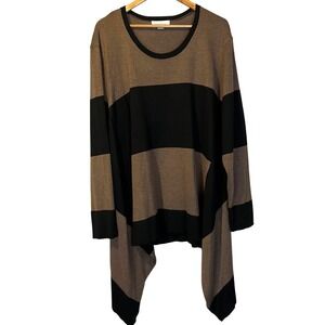 Isolde Roth Striped Long Sleeve Asymmetrical Tunic Sweater‎ 22/24 Lagenlook